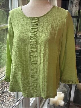 Habitat Lime Green Ruffle-Front Tunic Top